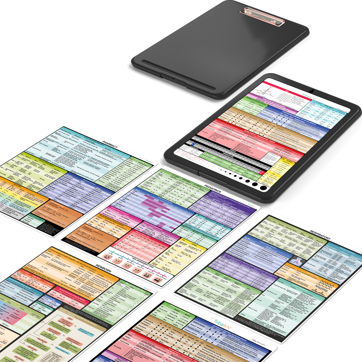 ClinicalGuru Set - Nursing Clipboard with Storage and Heavy Duty Cheat Sheet Set