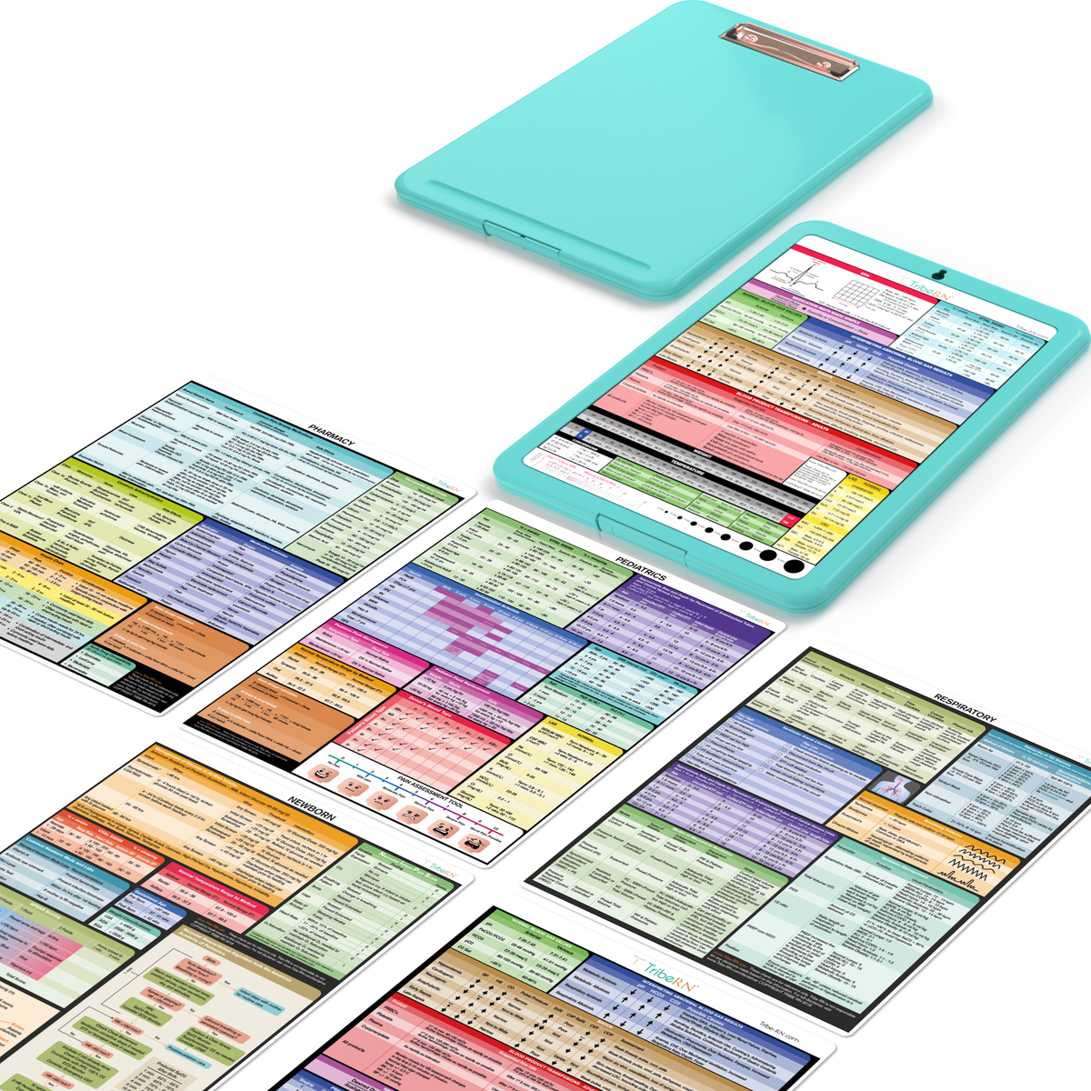 ClinicalGuru Set - Nursing Clipboard with Storage and Heavy Duty Cheat Sheet Set