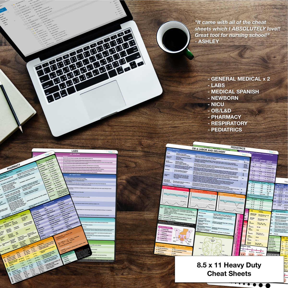 ClinicalGuru Set - Nursing Clipboard with Storage and Heavy Duty Cheat Sheet Set